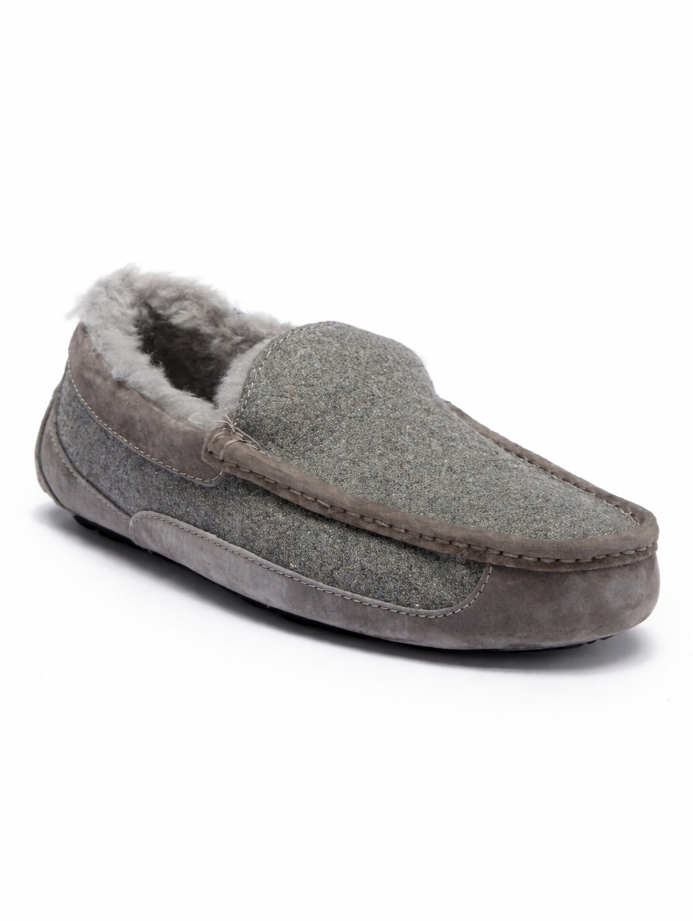 UGG Ascot Wool Lined Moccasin Slippers Gray